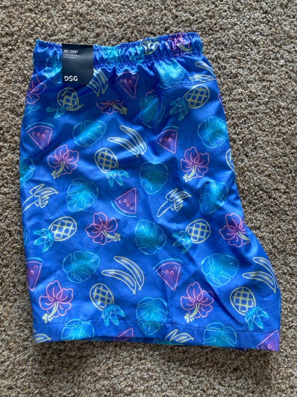 DSG Blue Tropical Fruit & Floral Swim Shorts XXL